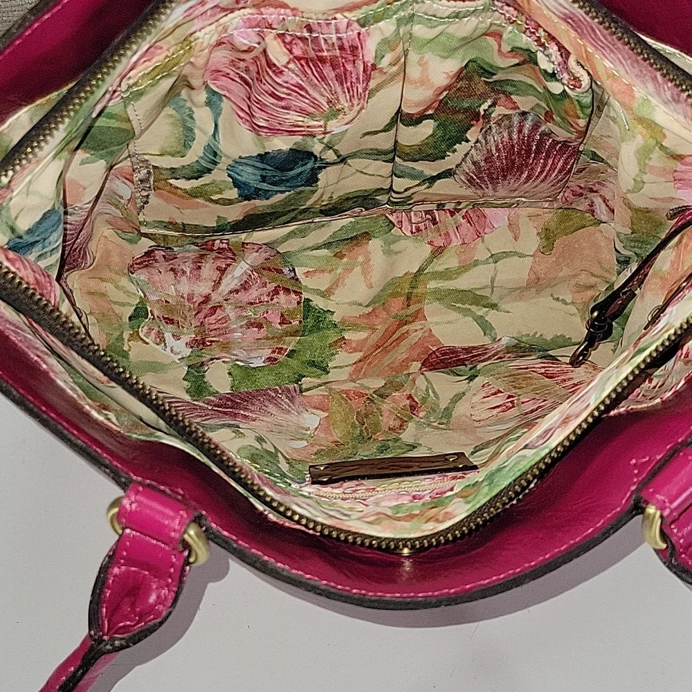 Patricia Nash Zorita Fuchsia Tote Bag with Shell Accent New